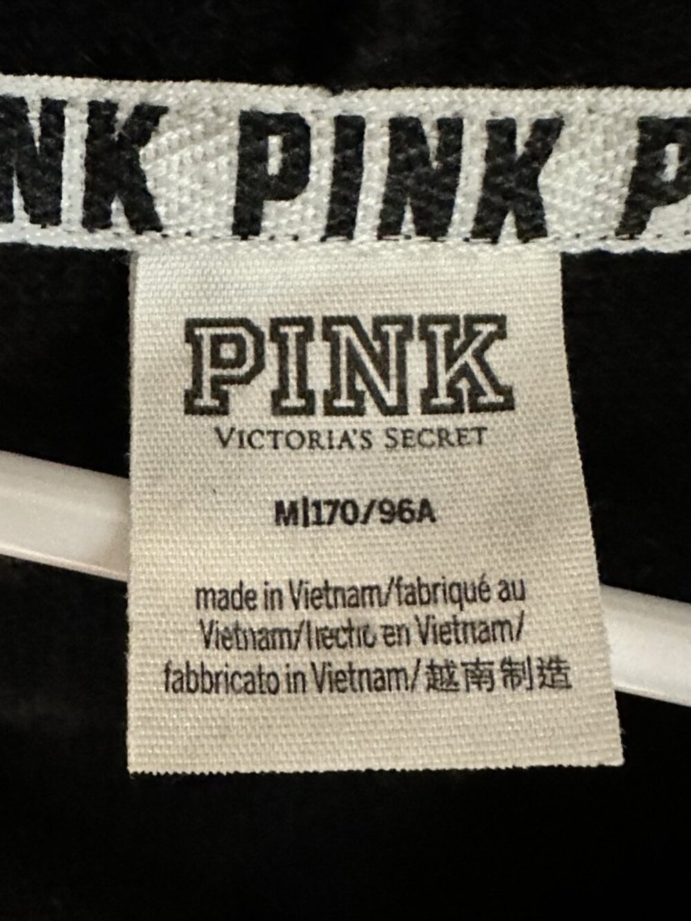 Victoria’s Secret Black Y2K Bling Dog Logo BLING SLEEVES Hoodie Medium READ - Picture 5 of 8